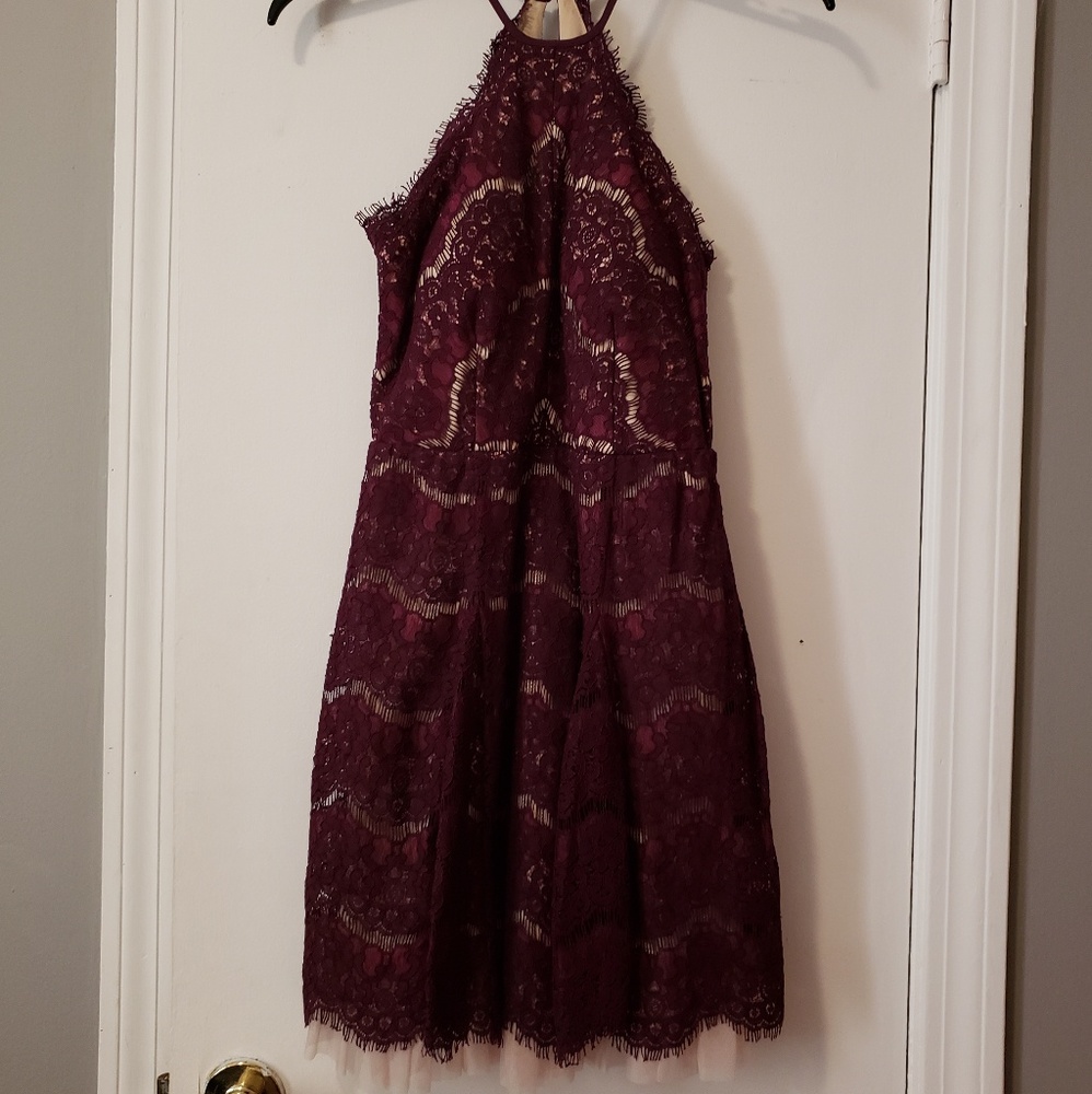 Maroon lace summer dress